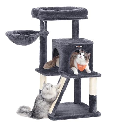Feandrea Cat Tree, Small Cat Tower with Widened Perch for Large Cats Indoor, Kittens, 96 cm Multi-Level Cat Condo, Scrat