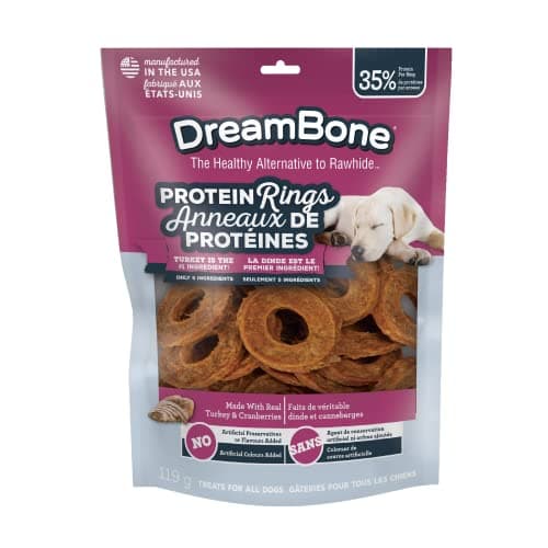 DreamBone Protein Rings with Real Turkey & Cranberries, 119 g, Rawhide-Free Protein Ring Chews, Artificial Free, for All