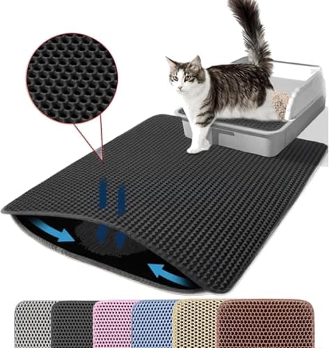 Petinstinct Extra Large Cat Litter Mat, 75x55cm Honeycomb Double Layer Cat Litter Mat Trapper, Non Slip Waterproof Urine